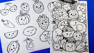 Doodle for Beginners  Cute Vegetable Fruit Drawing  Doodle Art [upl. by Aeniah]