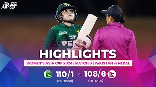 Pakistan W vs Nepal W  ACC Womens Asia Cup  Match 6  Highlights [upl. by Skiba]