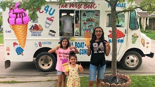 Kids buy ice Cream from a real ice Cream truck family fun vlog [upl. by Mundy51]