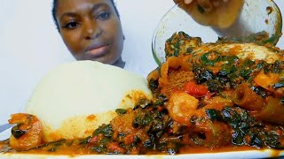 Cook and Eat With Me Asmr mukbang efo riro soup spinach soup with fufu [upl. by Klarrisa]