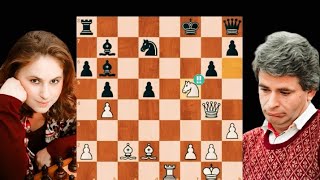 Judit Polgar defeats Boris Spassky Hoogeveen 1998 [upl. by Galan]