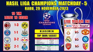 Hasil Liga Champions Tadi Malam  PSG vs NEWCASTLE  MILAN vs DORTMUND  UCL 2023 Matchday 5 [upl. by Ariik575]