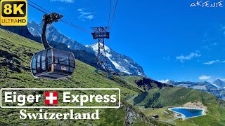 8K  Eiger Express Grindelwald Switzerland  Tricable Gondola  Return Trip  8K UHD Video [upl. by Maximilianus]