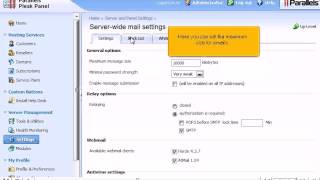 How to configure Mail Server and Virus Protection Settings in Plesk [upl. by Forlini489]