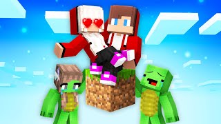 JJ and JJ GIRL vs Mikey and Mikey GIRL on ONE BLOCK in Minecraft Maizen [upl. by Midan]