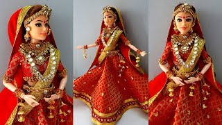 Barbie lehenga punjabi  Indian barbie bridal lehenga and jewellery  Barbie doll lehenga making [upl. by Dott]