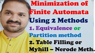 Minimization of Finite Automata  Equivalence Partition  Table Filling Myhill Nerode DFA  NFA [upl. by Kenrick]