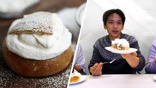 International students try Swedish Semla [upl. by Sonia149]