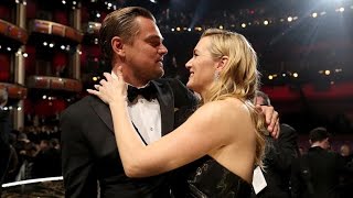 Kate Winslet Adorably Tears Up During Leonardo DiCaprios Oscars Speech [upl. by Donaldson]