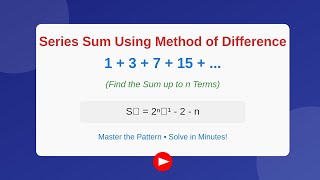 Finding the Sum of 1  3  7  15   up to n Terms  Method of Difference Explained  Sequence [upl. by Alyad323]