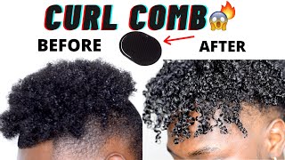 How to get SUPER DEFINED CURLY HAIR with a CURL COMB 😱  Easy Curl Routine for Black Men [upl. by Portwine833]