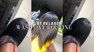 POST RELAXER WASH DAY ROUTINE  SCALP CARE amp HEALTHY HAIR hairstyle silkpress [upl. by Jos]