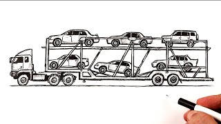 How to draw car carrier Truck [upl. by Assille]