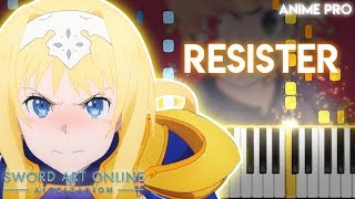 RESISTER  Sword Art Online Alicizationseason 3 OP 2 synthesia piano tutorial ASCA [upl. by Gnilyarg507]