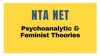 NTA NET Crash Course Day 25 Psychoanalysis amp Feminism [upl. by Reece]