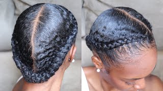 Slick Two Braids amp Tuck Protective Style Type 4 Natural Hair [upl. by Pren]