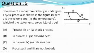 JEE Advanced solutions physics 2018 One mole of a monatomic ideal gas undergoes a cyclic process [upl. by Aisa463]