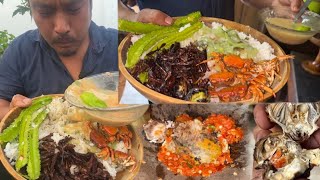 Best crab soup recipe in Naga style  crispy fried grasshoppers  Naga foods [upl. by Demeter672]