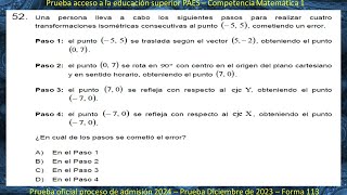 PAES Matemáticas  Pregunta 52  Prueba Proceso de admisión 2024  Rendida Diciembre 2023 [upl. by Schramke]