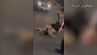 Viral video shows security guard slamming woman to the pavement in parking lot brawl [upl. by Edmondo]