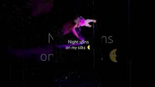 Spinning through the night on my aerial silks 🌙 circus aerialsilks aerialist mystical [upl. by Nna]