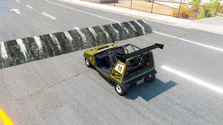 Double Flatbed Trailer Truck vs speed bumps Busses vs speed bumps Beamng Drive [upl. by Marasco]