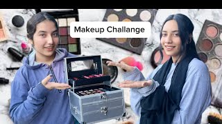 Makeup Challange without Mirror support love funny video makeup challange [upl. by Davenport]