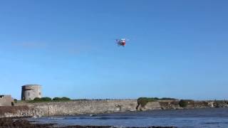 Irish coast guards R116 Sikorsky helicopter fly by at Skerries south beach February 2014 [upl. by Hailahk]