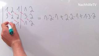 Berechnung einer 3x3 Determinante  Regel von Sarrus [upl. by Ahsaetan]