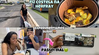 FIZ COSTELA NA AIRFRYEREXPERIMENTAMOS SHUSHI PELA PRIMEIRA VEZoque achamos🤔 [upl. by Nager]