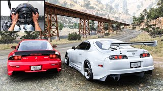 Toyota Supra MK4 amp Mazda Rx7 CONVOY  Forza Horizon 5  Steering Wheel Gameplay [upl. by Xila965]