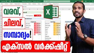 Income Expense and Savings Tracker  Excel Malayalam Tutorial [upl. by Neo]