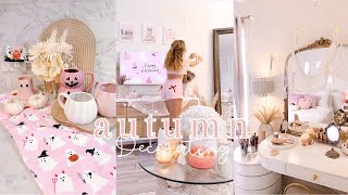 FALL DECORATE WITH ME 2024 🍂 pink amp girly autumn decor haul  updated home tour 🕯️🧸🎀 [upl. by Perusse]