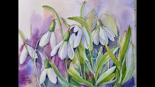 Painting Snowdrops in Watercolor [upl. by Caresa]