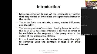 LAW OF CONTRACT FOR LLB STUDENTS AND REVISION FOR LAW ENTRANCE EXAMINATION MISREPRESENTATION [upl. by Aurie520]