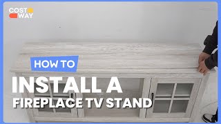 How to Install the 58 Inch Fireplace TV Stand with Adjustable Shelves  FP10104 costway howto [upl. by Louanne]