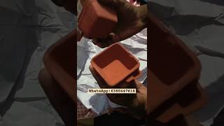 Square clay bowl 🥣candleaccessories candles gardening candleholder diwalispecial [upl. by Nallek]