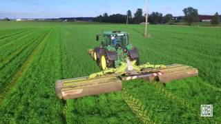 Zellerhof I Weidelgras mähen I John Deere 6175R mit Claas Disco 9200C [upl. by Mllly]