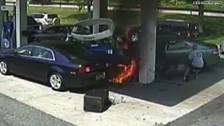 Must See Hero saves driver from fiery wreck [upl. by Nefen655]