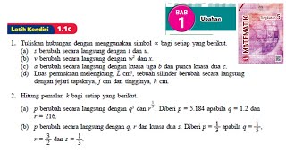 KSSM Matematik Tingkatan 5 Ubahan latih kendiri 11c no1no2 ubahan langsung bab 1 variation [upl. by Onitrof]