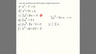 Sechs Beispielaufgaben Nullstellen Quadratische Gleichungen [upl. by Stephanie688]