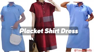 Cut and Sew Collar Shirt Dress with Placket fully lined [upl. by Suirred]