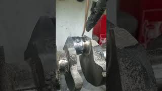 Welding up a crankshaft journal for a regrind [upl. by Thurmond]