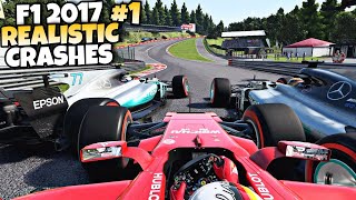 F1 2017 REALISTIC CRASHES 1 [upl. by Ynar]