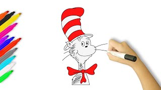 How to Draw Cat in the Hat [upl. by Tekcirc]