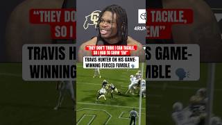 Travis Hunter reacts to his forced fumble in OT to win it for Colorado vs Baylor [upl. by Juna484]