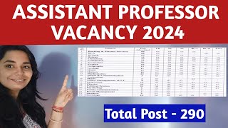 ASSISTANT PROFESSOR VACANCY 2024  TOTAL POST  290 computerjobupdate [upl. by Aizirk]