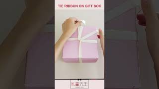 How to tie the perfect ribbon on gift box shorts giftwrappingideas ribbonbow [upl. by Ramah800]