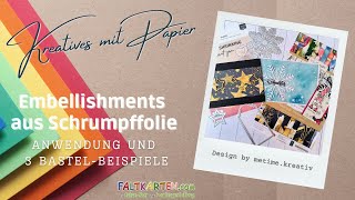 Embellishments aus Schrumpffolie  Anwendung  3 BastelBeispiele  Faltkarten  Kulricke LaCreativ [upl. by Zonnya76]