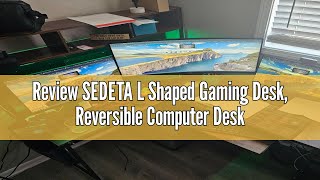 Review SEDETA L Shaped Gaming Desk Reversible Computer Desk with Power Outlet and Pegboard Gaming [upl. by Rudich]